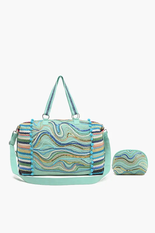 Weekend Travel Bag with Pouch Aqua Waves sold by America & Beyond