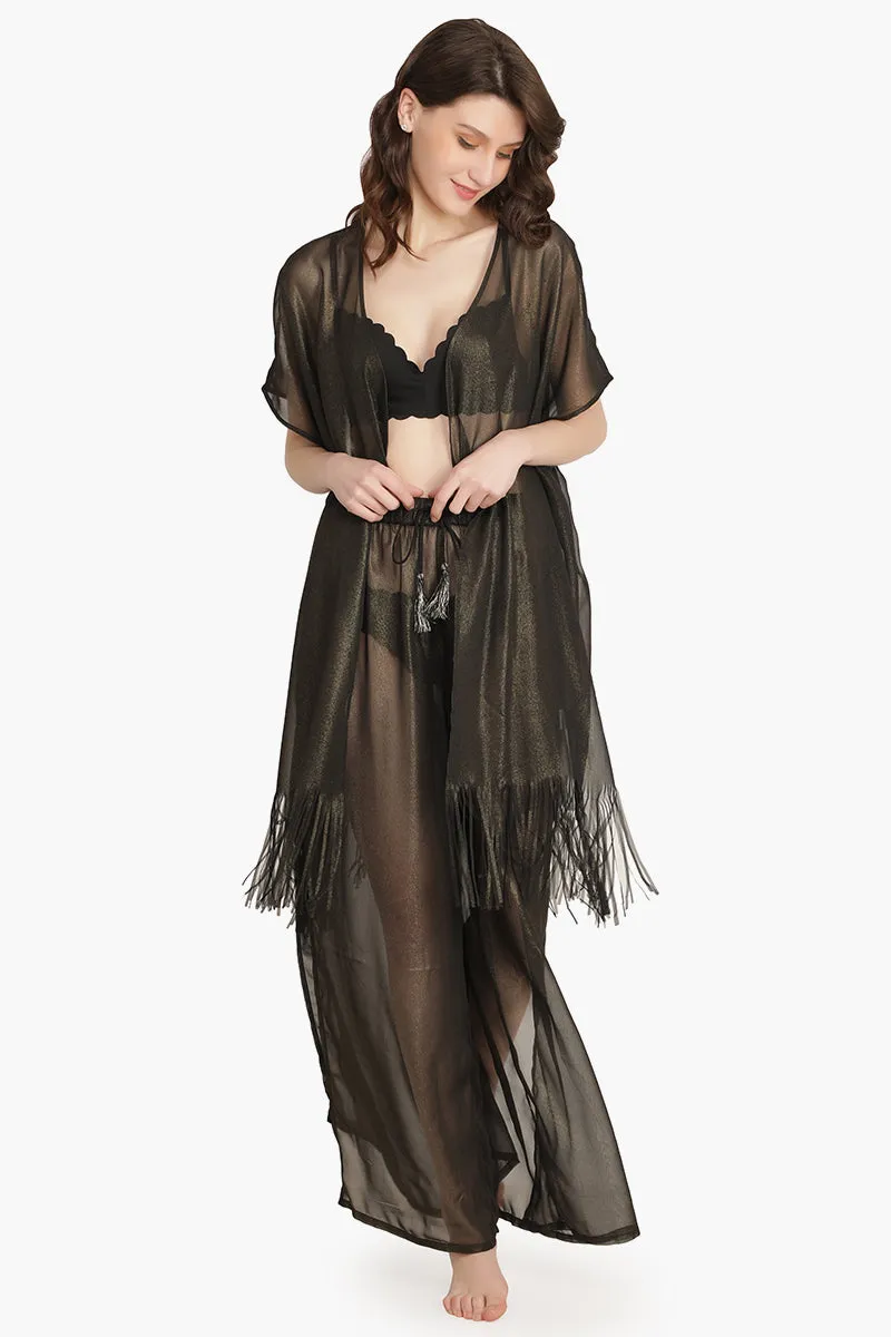 Black Shimmer Sheer Cover Up sold by America & Beyond product image thumbnail 5