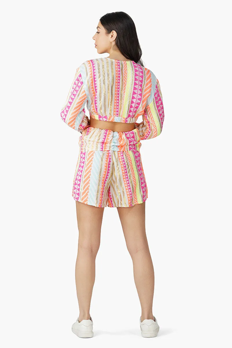 Flourescent Strip Front Tie Top sold by America & Beyond product image thumbnail 4