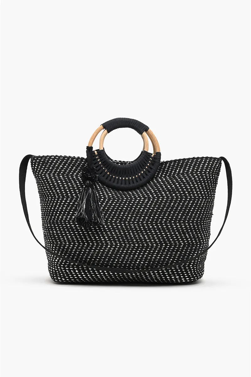 Midnight Lurex Wicker Handle Tote sold by America & Beyond