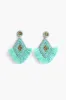Aqua Green Raffia Earrings sold by America & Beyond