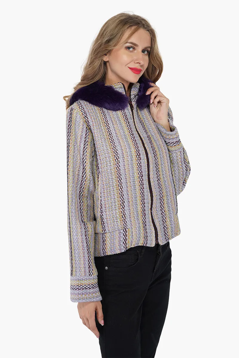 Purple Passion Faux Fur Bomber Jacket sold by America & Beyond product image thumbnail 2