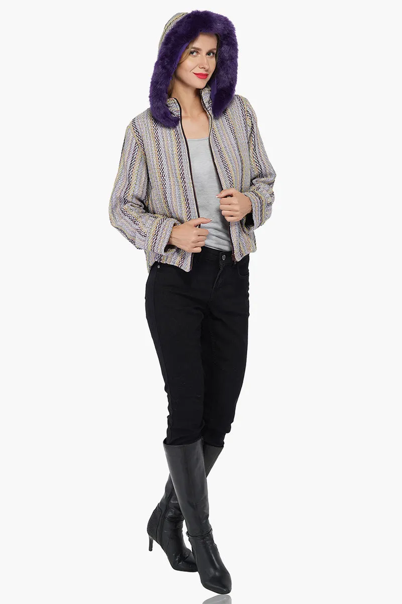 Purple Passion Faux Fur Bomber Jacket sold by America & Beyond