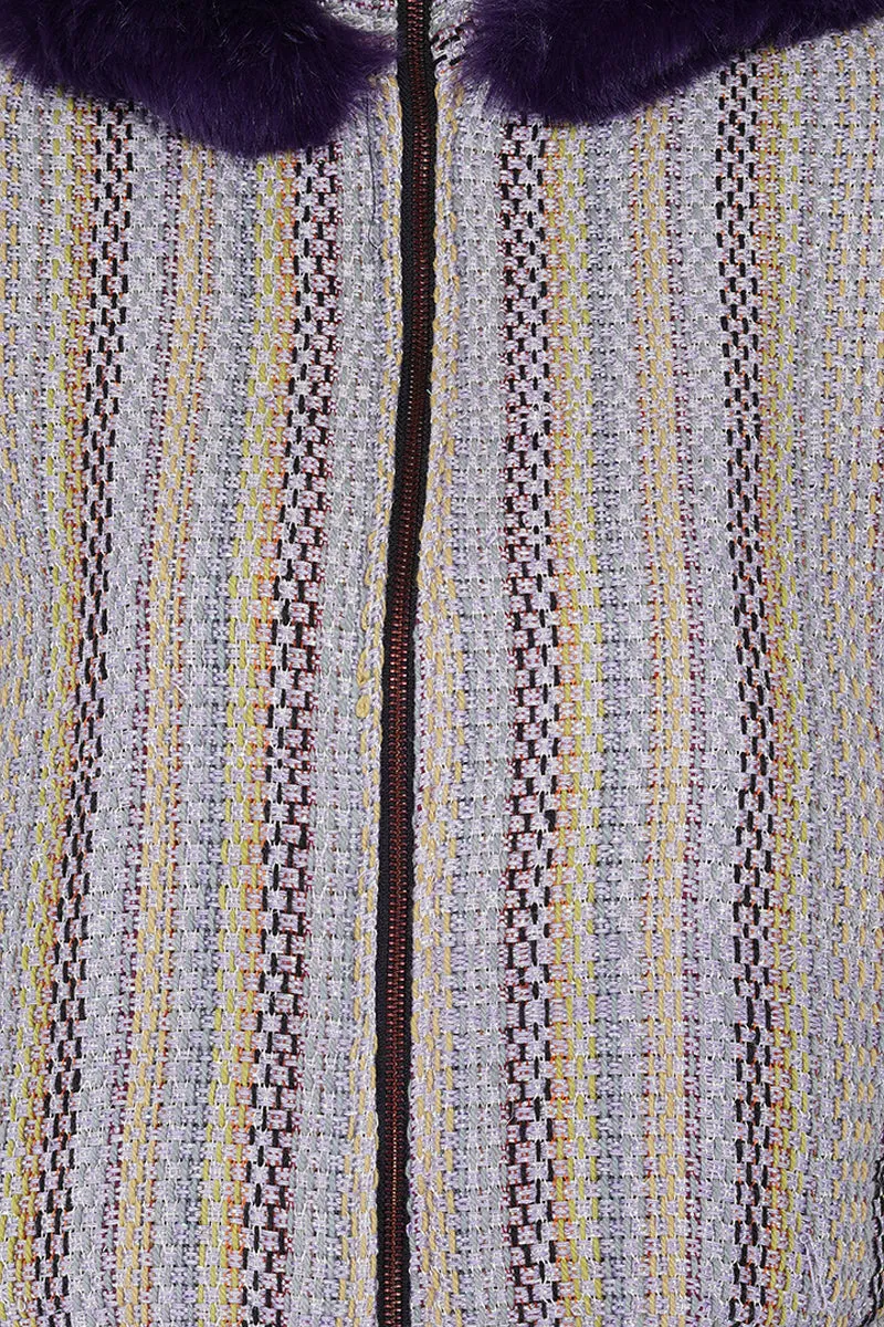 Purple Passion Faux Fur Bomber Jacket sold by America & Beyond product image thumbnail 5