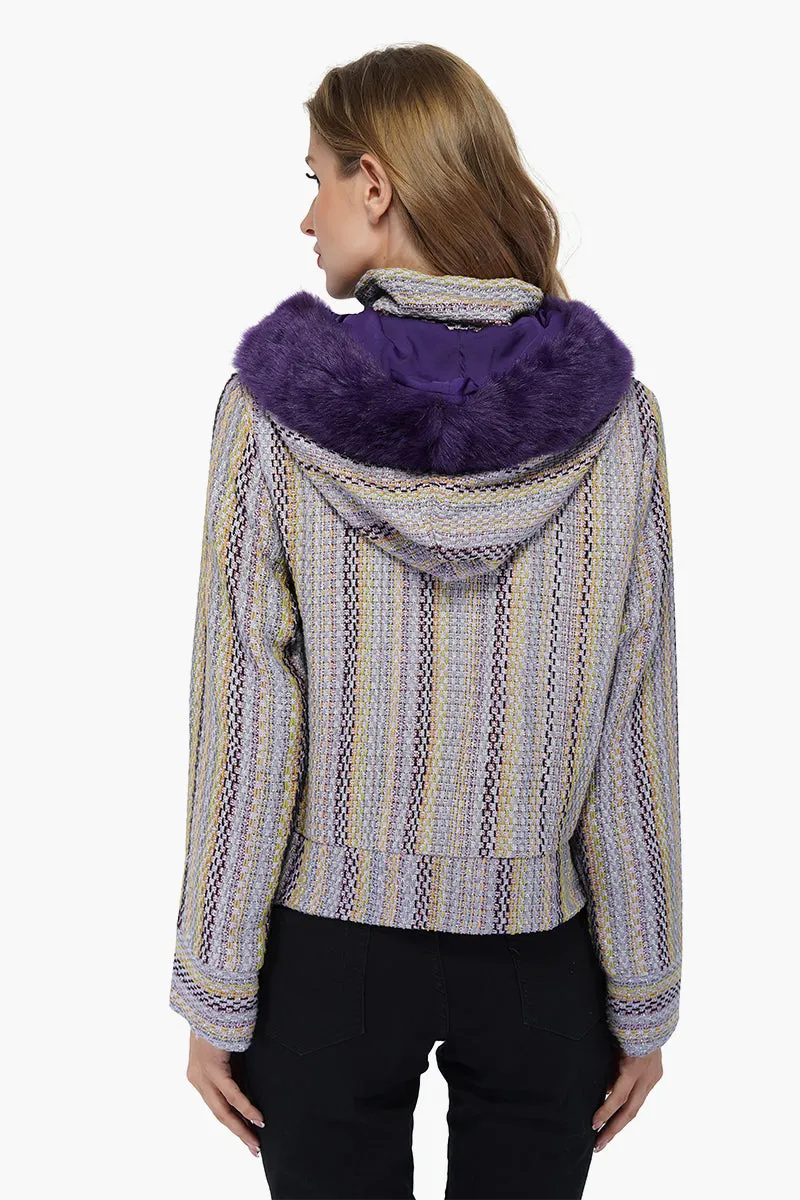 Purple Passion Faux Fur Bomber Jacket sold by America & Beyond product image thumbnail 4