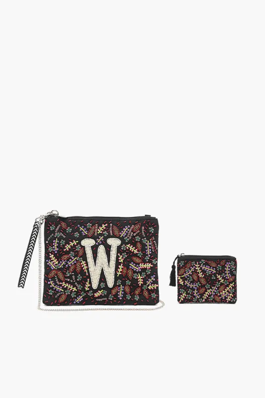 W Initial Embellished Pouch with Coin Bag sold by America & Beyond