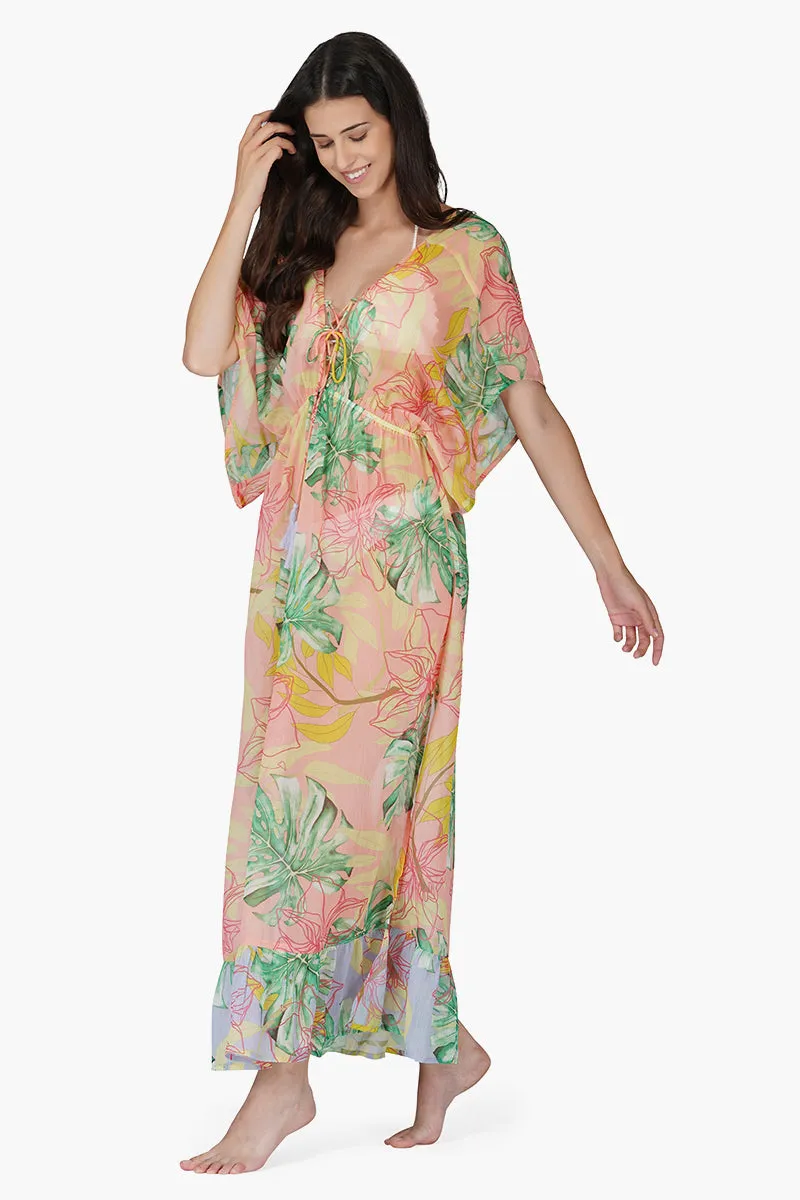 Peach Blush Tropical Print Maxi Dress sold by America & Beyond product image thumbnail 2