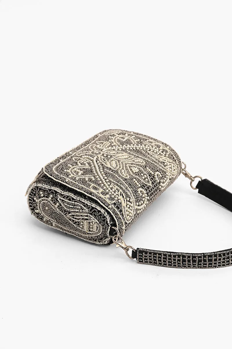 Smoked Pearl Hand Beaded Shoulder Bag sold by America & Beyond product image thumbnail 4