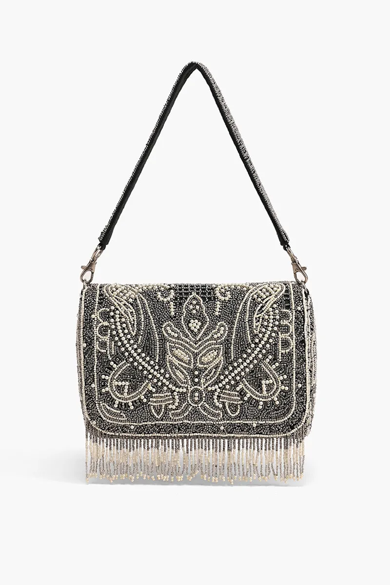 Smoked Pearl Hand Beaded Shoulder Bag sold by America & Beyond