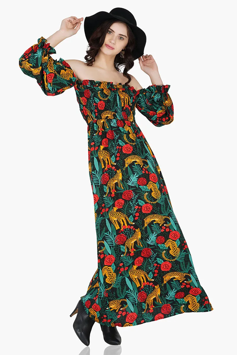 Jaguar Paradise Maxi Shirred Dress sold by America & Beyond product image thumbnail 2