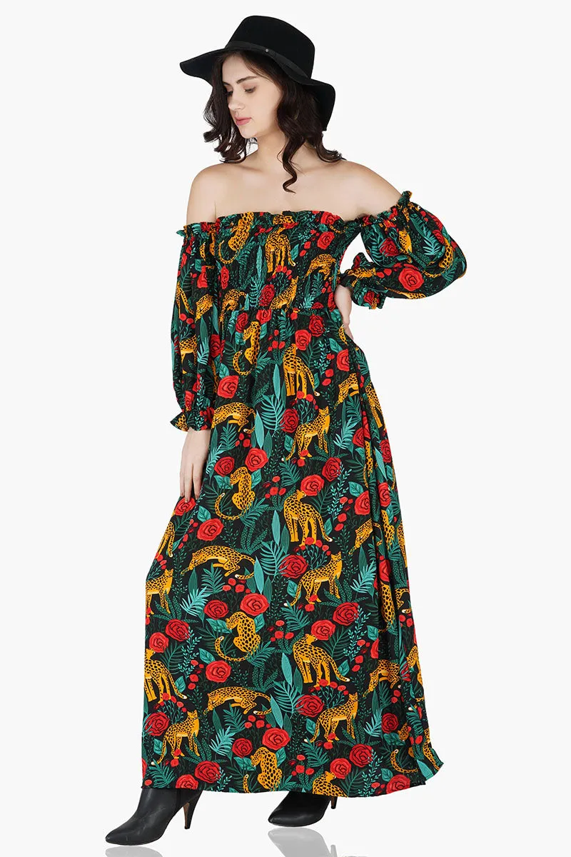 Jaguar Paradise Maxi Shirred Dress sold by America & Beyond product image thumbnail 3