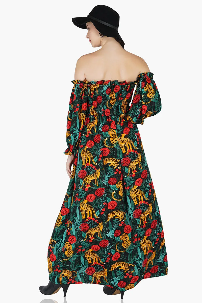 Jaguar Paradise Maxi Shirred Dress sold by America & Beyond product image thumbnail 4
