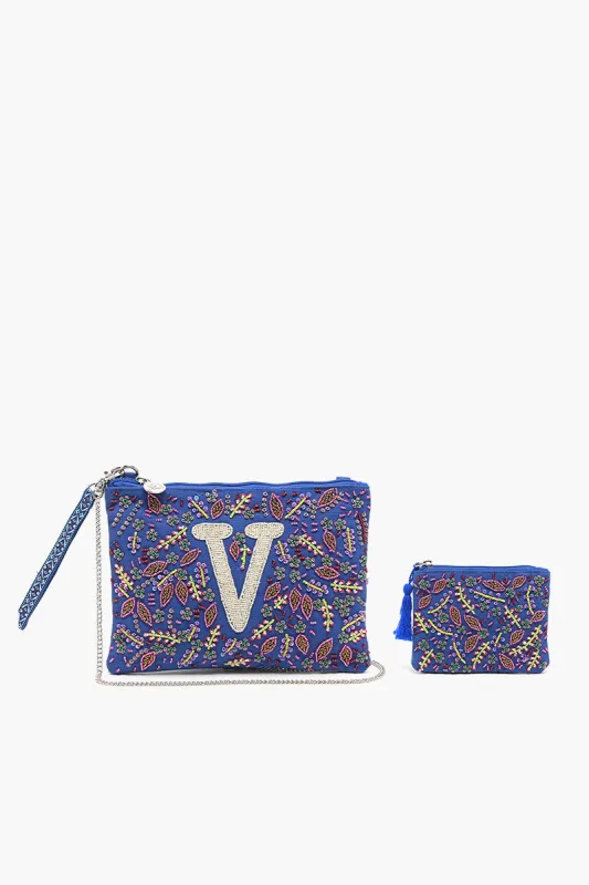V Initial Embellished Pouch with Coin Bag sold by America & Beyond