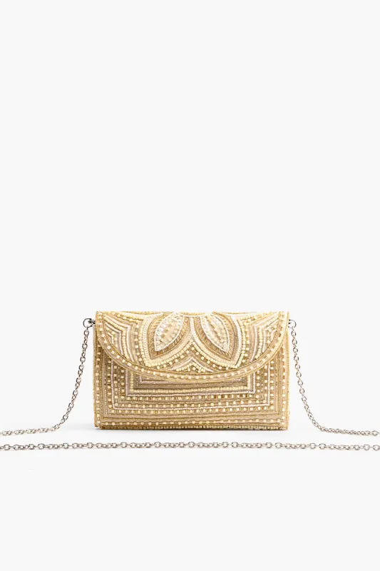 Whisper White Embellished Clutch sold by America & Beyond