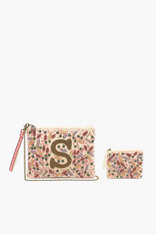 S Initial Embellished Pouch with Coin Bag sold by America & Beyond
