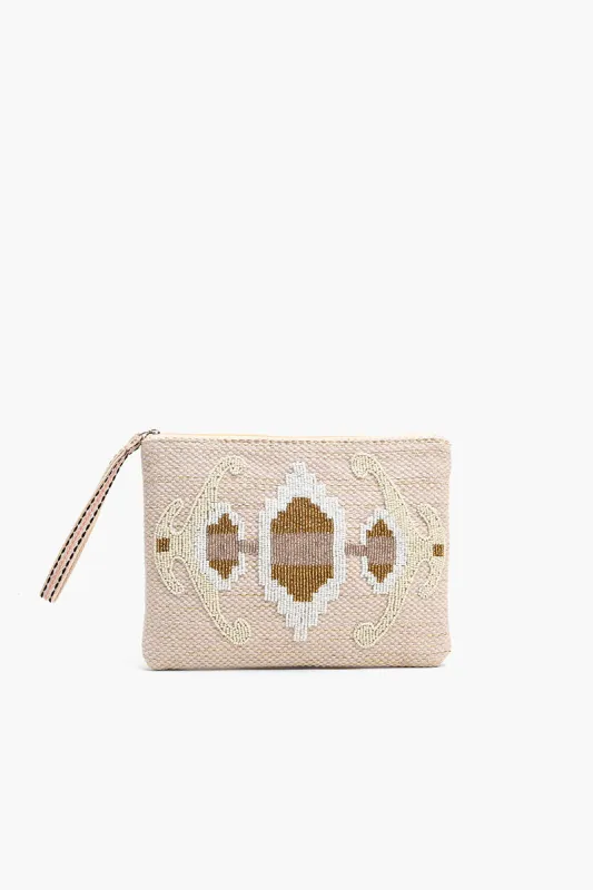 Natural Embellished Pouch sold by America & Beyond