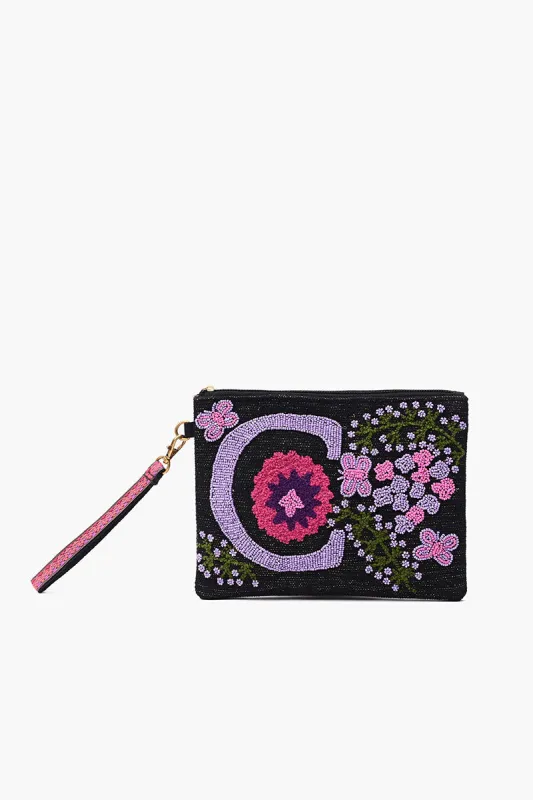 C Personalized Initial Embellished Wristlet Pouch sold by America & Beyond