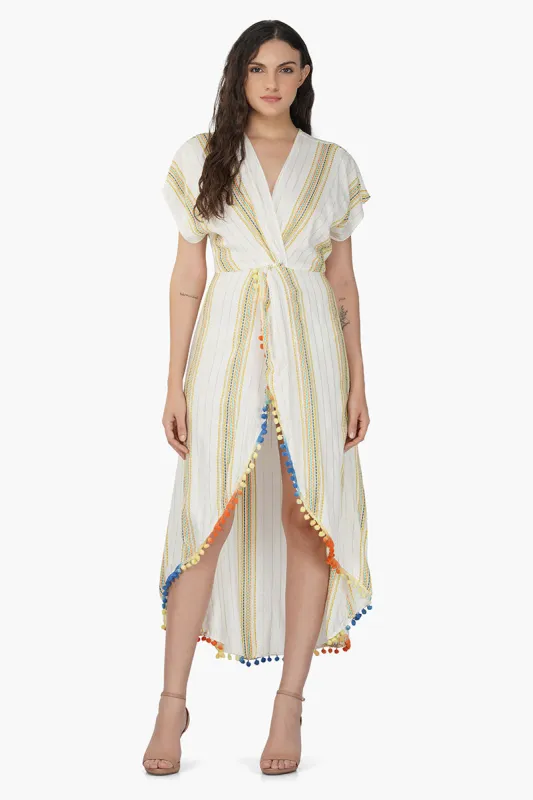 Roman Stripe Wrap Cover up Dress sold by America & Beyond