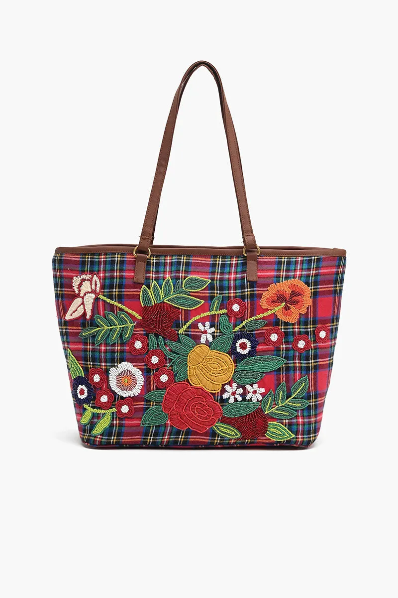 Glamorous Embellished Shopper Bag-Ruby Grid sold by America & Beyond