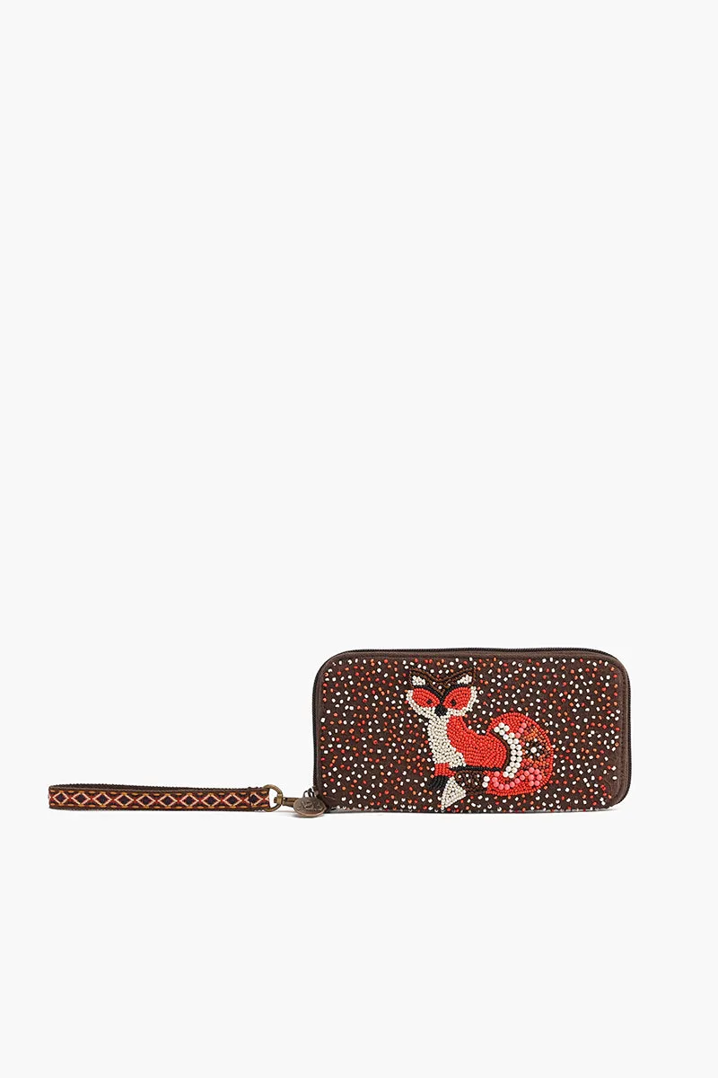 Embellished Wallet with wristlet-Fox sold by America & Beyond