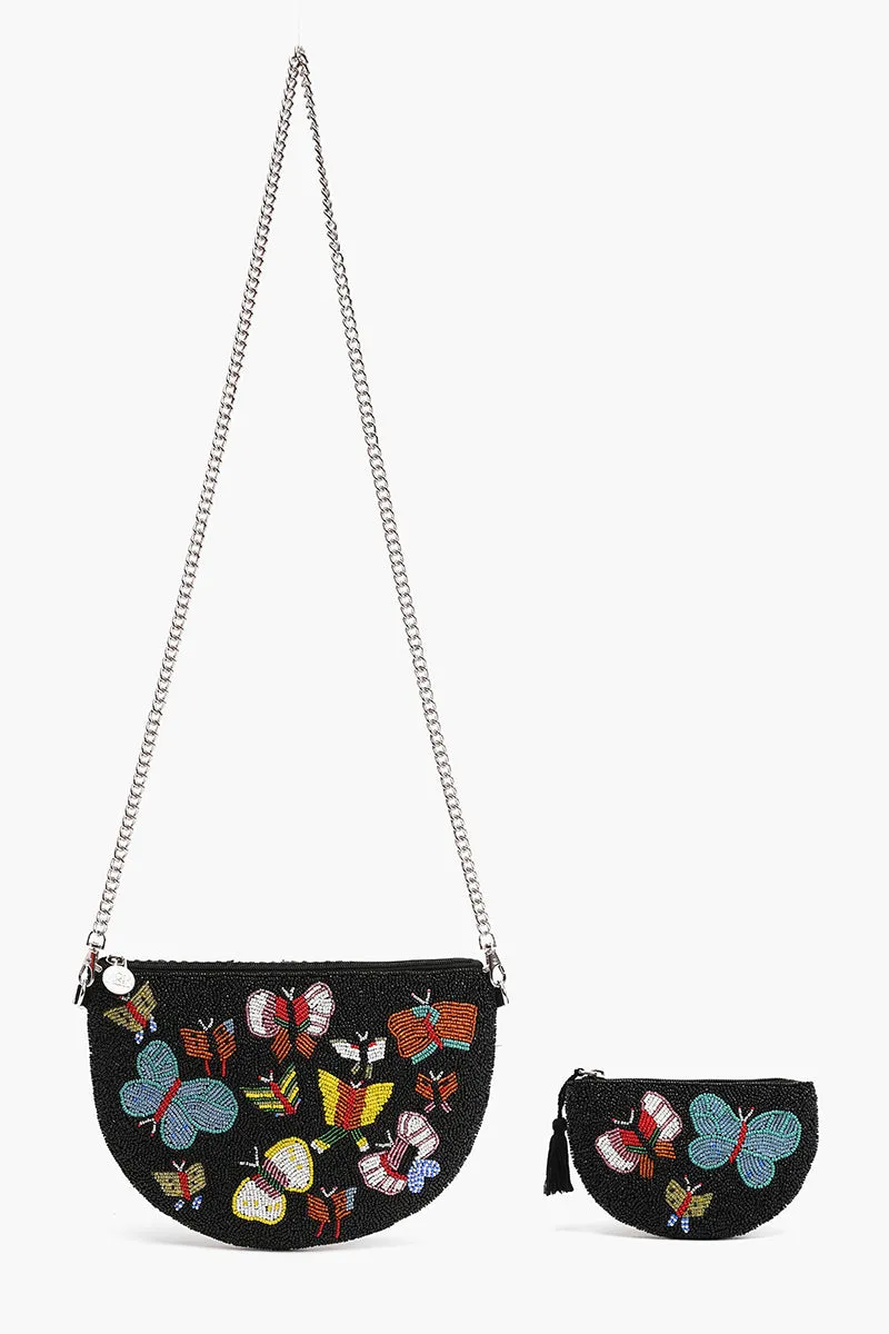 Butterfly Embellished Crossbody Pouch with Coin Pouch sold by America & Beyond