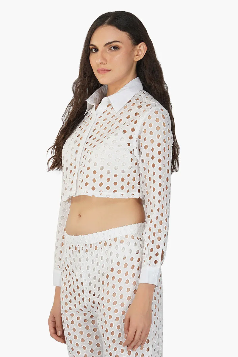 White Loop Crop Shirt sold by America & Beyond product image thumbnail 3