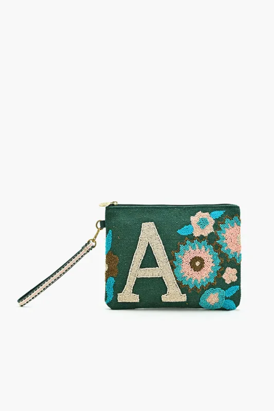 A Personalized Initial Embellished Wristlet Pouch sold by America & Beyond