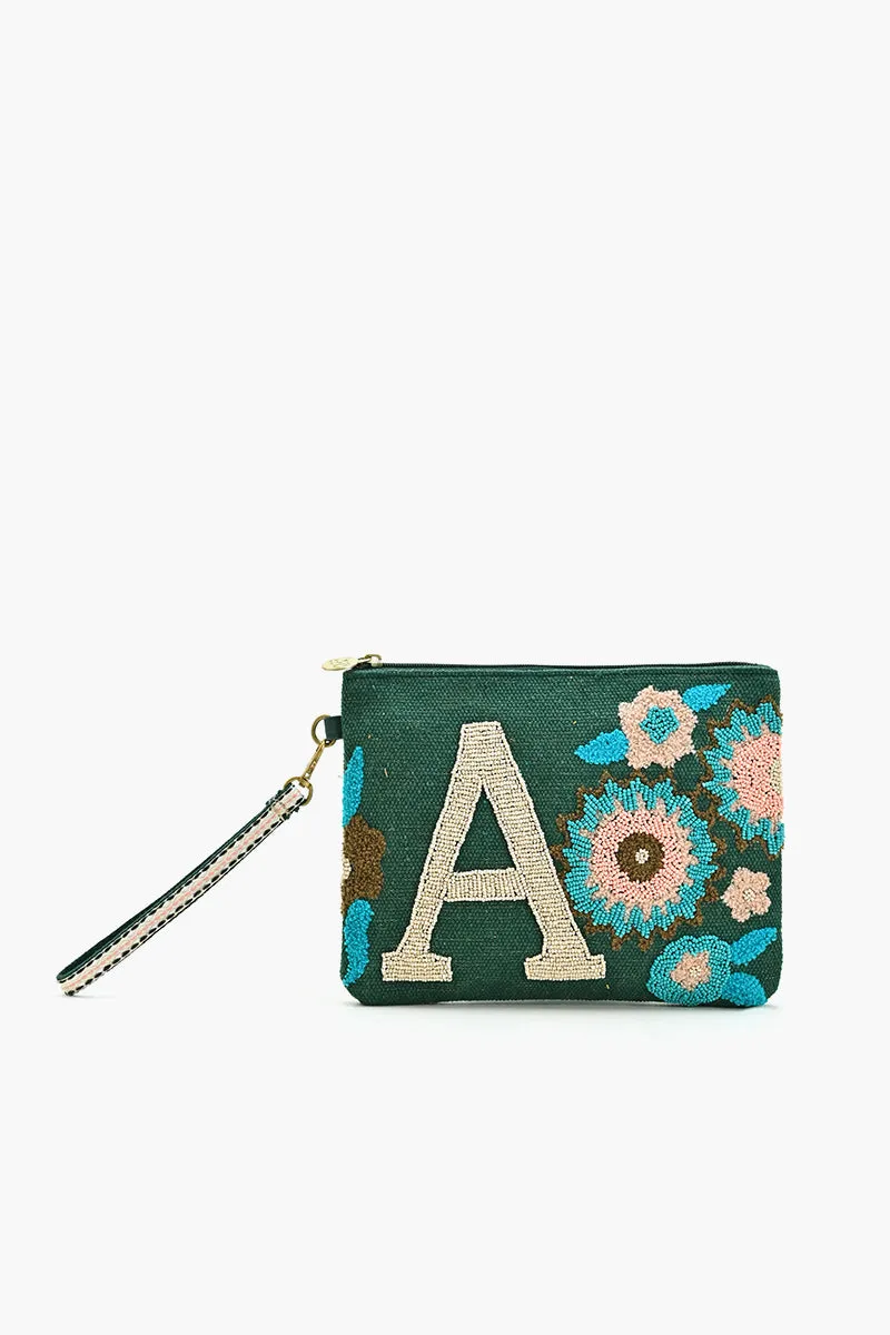 A Personalized Initial Embellished Wristlet Pouch sold by America & Beyond