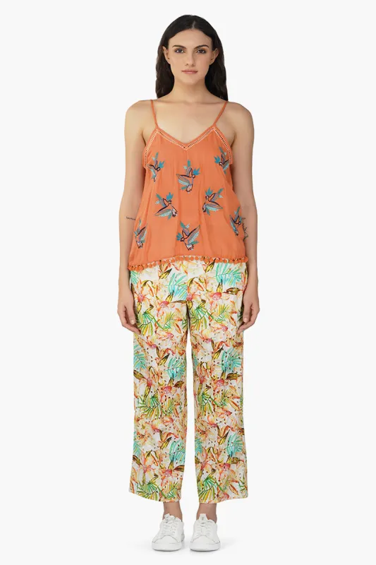 Tangerine Floral Pants sold by America & Beyond