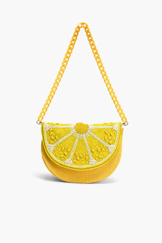 Couture Crescent Lemon Shoulder Bag sold by America & Beyond