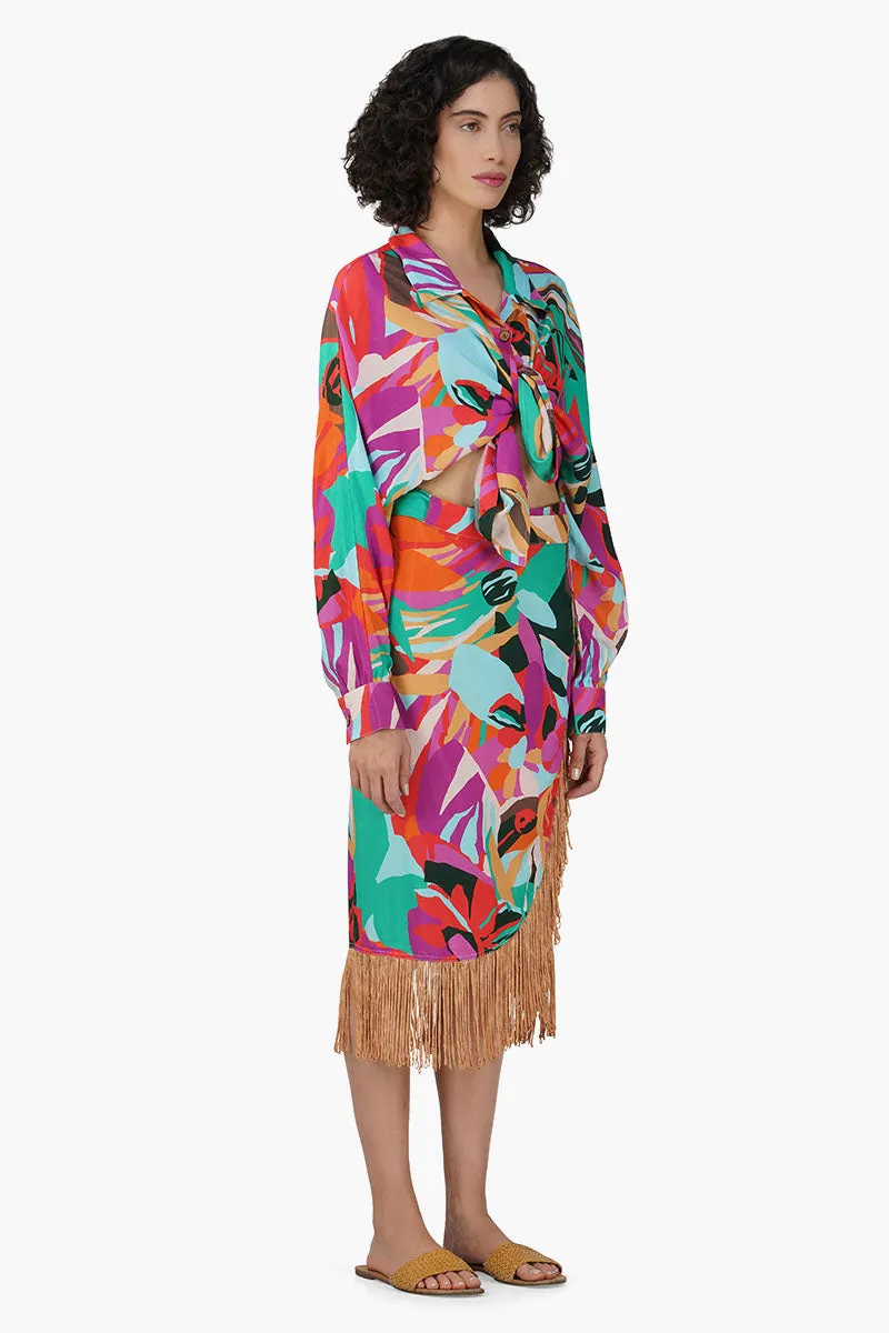 Candy Rose Printed Fringes Skirt sold by America & Beyond product image thumbnail 2