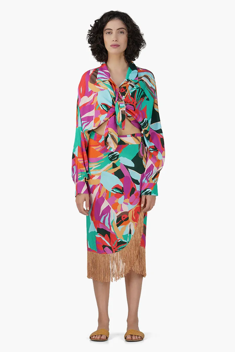 Candy Rose Printed Fringes Skirt sold by America & Beyond