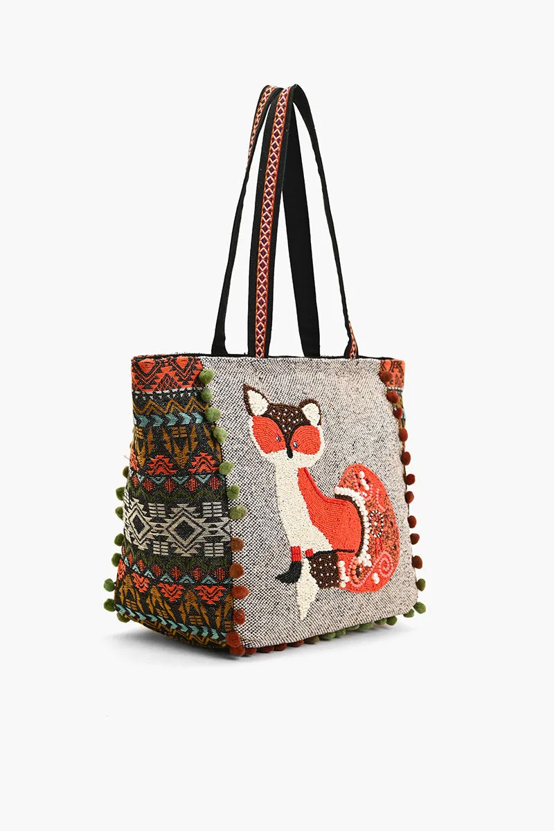 Embellished Shopper Tote Fox sold by America & Beyond product image thumbnail 3
