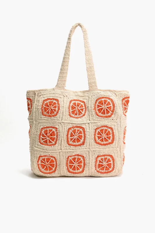 Orange Crochet Beach Tote sold by America & Beyond