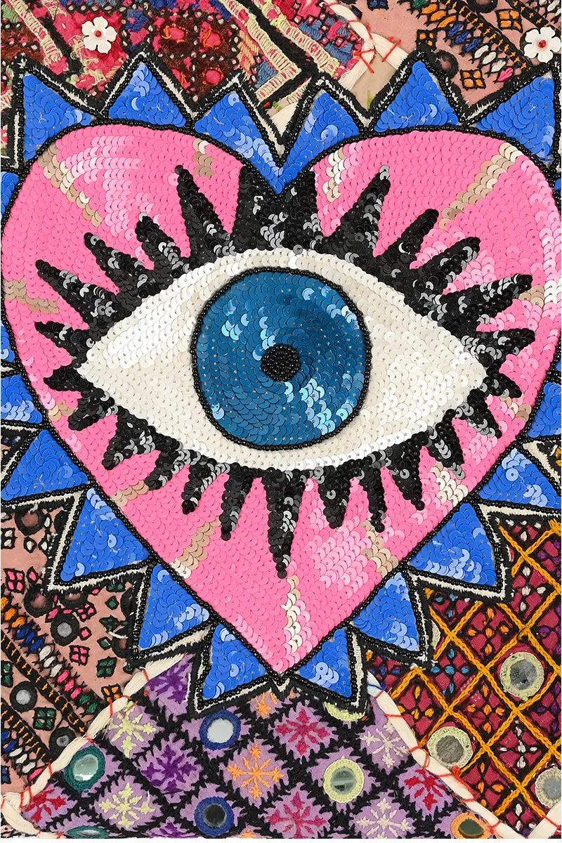 Watch Over Me Evil Eye Denim Tote sold by America & Beyond product image thumbnail 2