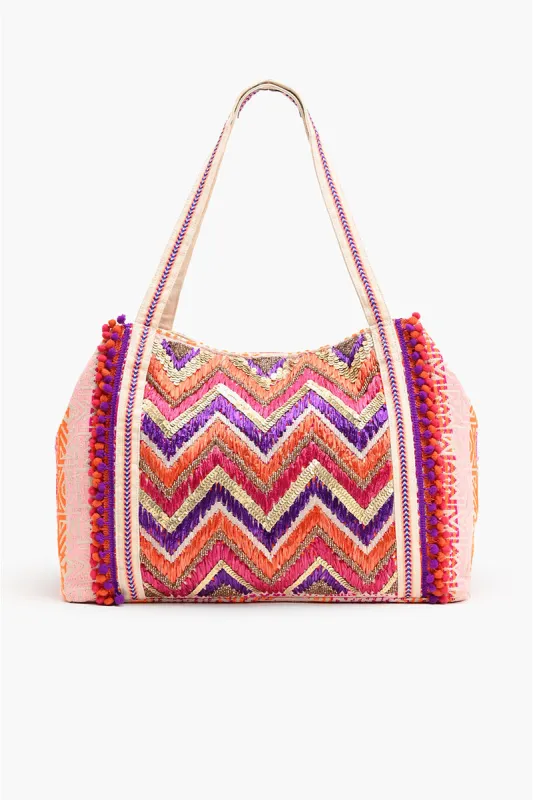 Raffia Embellished Gloria Tote sold by America & Beyond