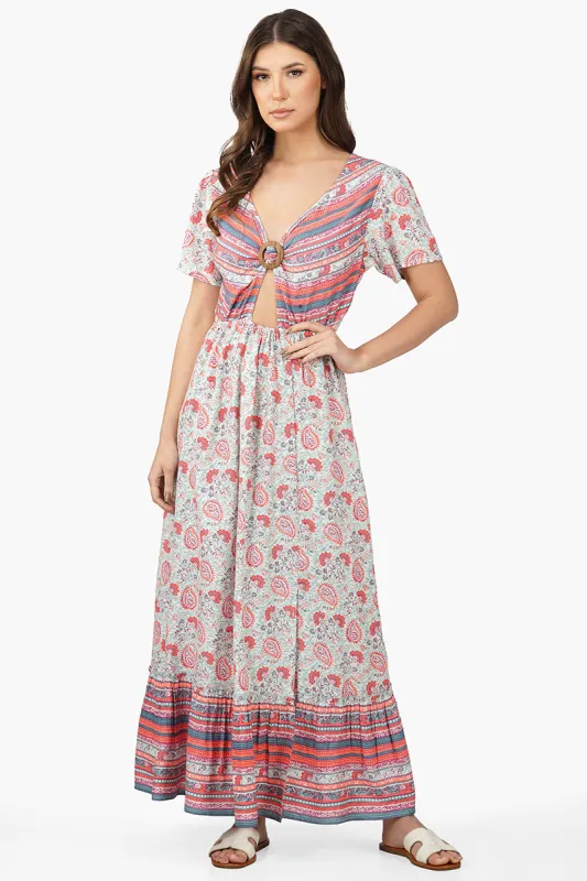 Kira Front Knot Maxi Dress sold by America & Beyond