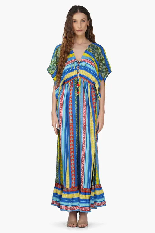 Neel Aztec Stripe Printed Maxi Dress sold by America & Beyond