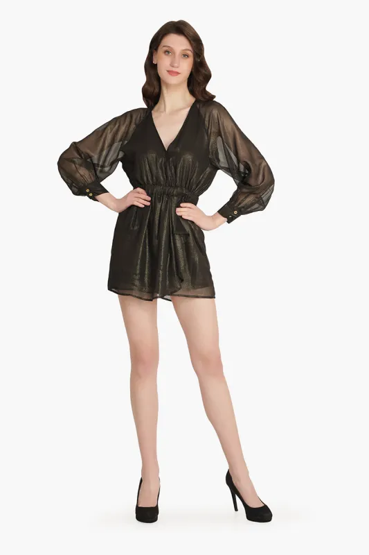 Black Shimmer Romper sold by America & Beyond