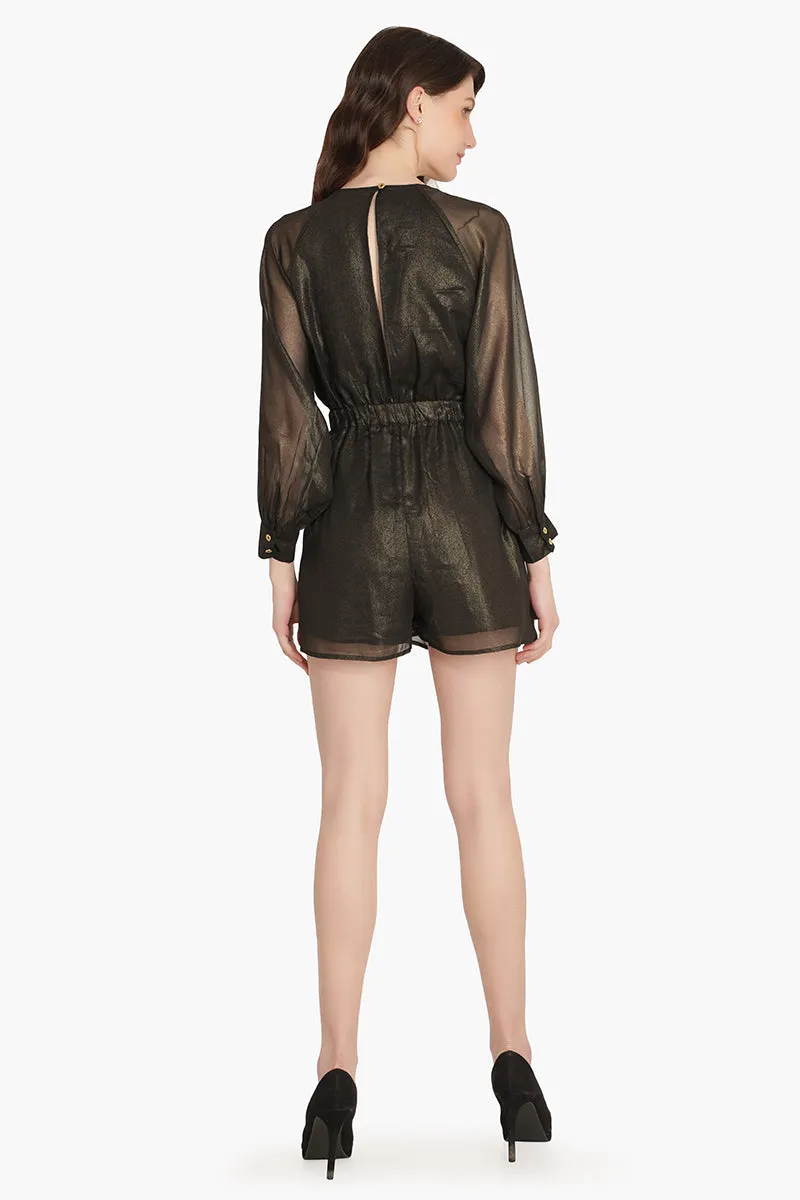 Black Shimmer Romper sold by America & Beyond product image thumbnail 4