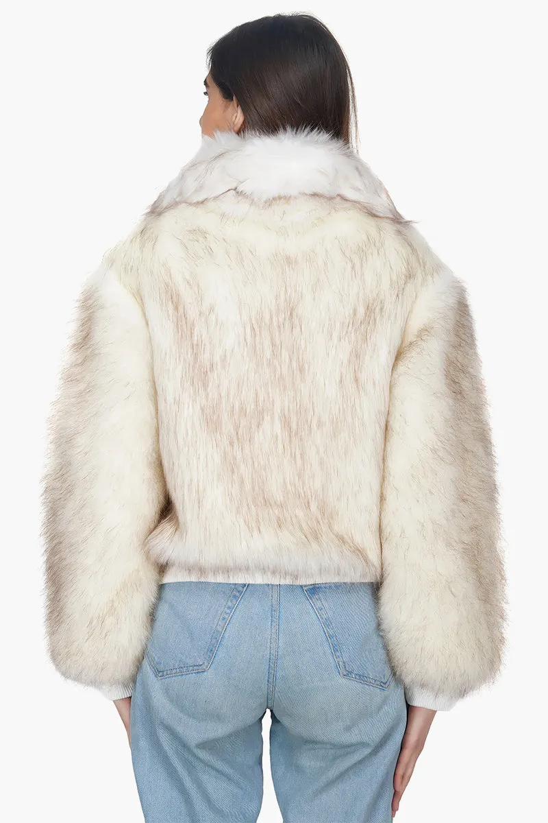 Snow White Faux Fur Bomber Jacket sold by America & Beyond product image thumbnail 5