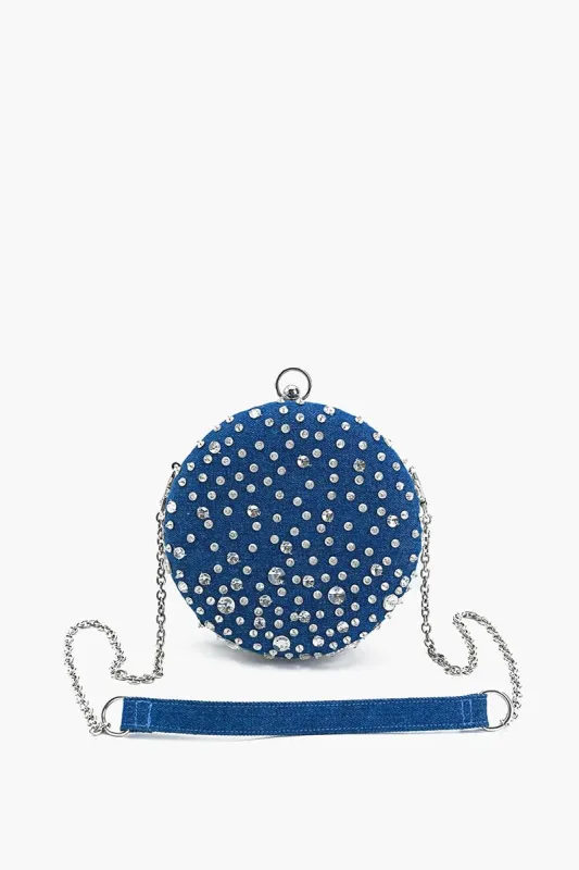 Denim Dazzle Beaded Clutch sold by America & Beyond