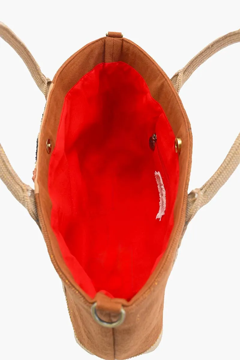 Artisan Embellished Earthy Tote Bag sold by America & Beyond product image thumbnail 5