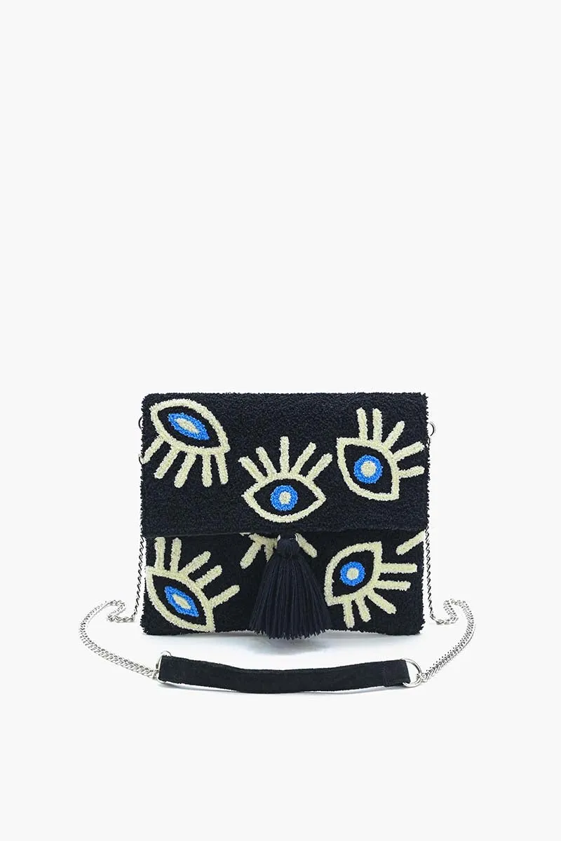 Midnight Whimsical Wonder Eye Clutch sold by America & Beyond