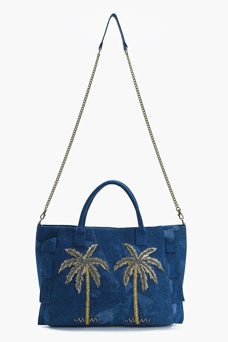 Palm Glitz Embellished Denim Tote sold by America & Beyond product image thumbnail 3
