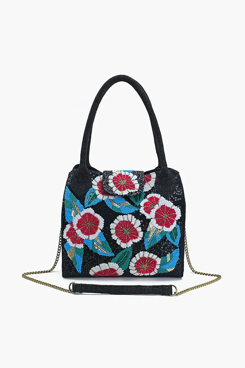 Midnight Blossom Beaded Bag sold by America & Beyond