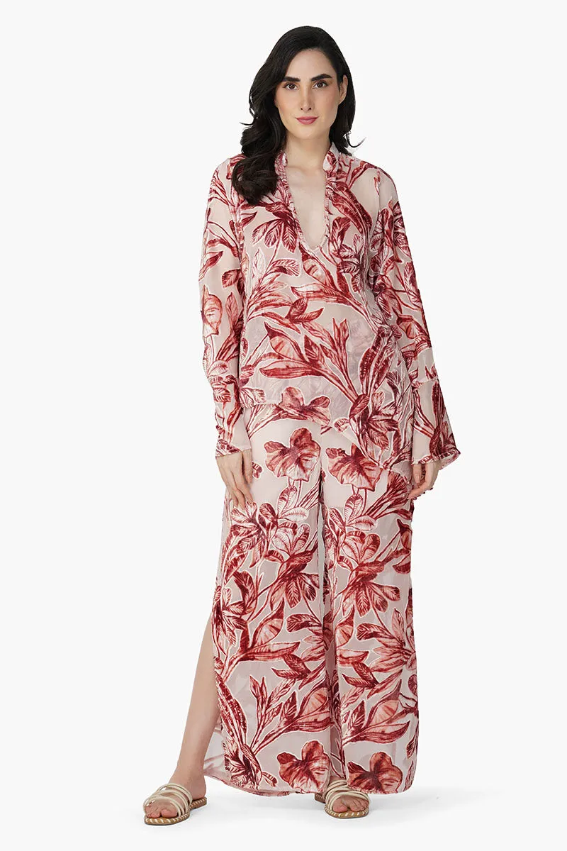 Leaf Velvet Burntout High Low Top sold by America & Beyond