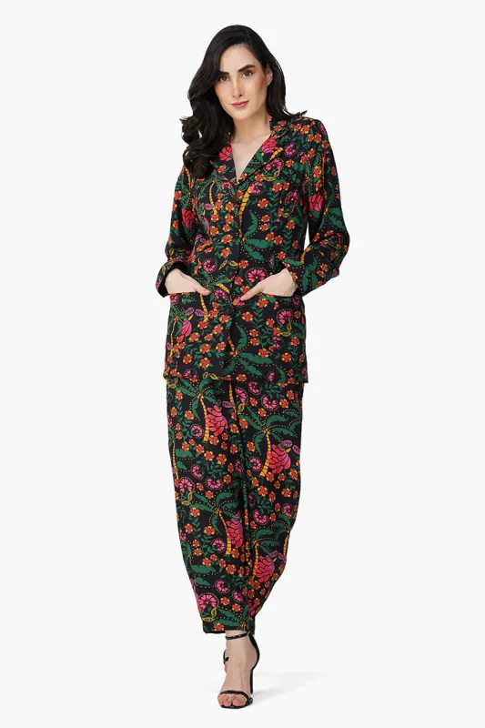 Black Autumn Flora Pants sold by America & Beyond