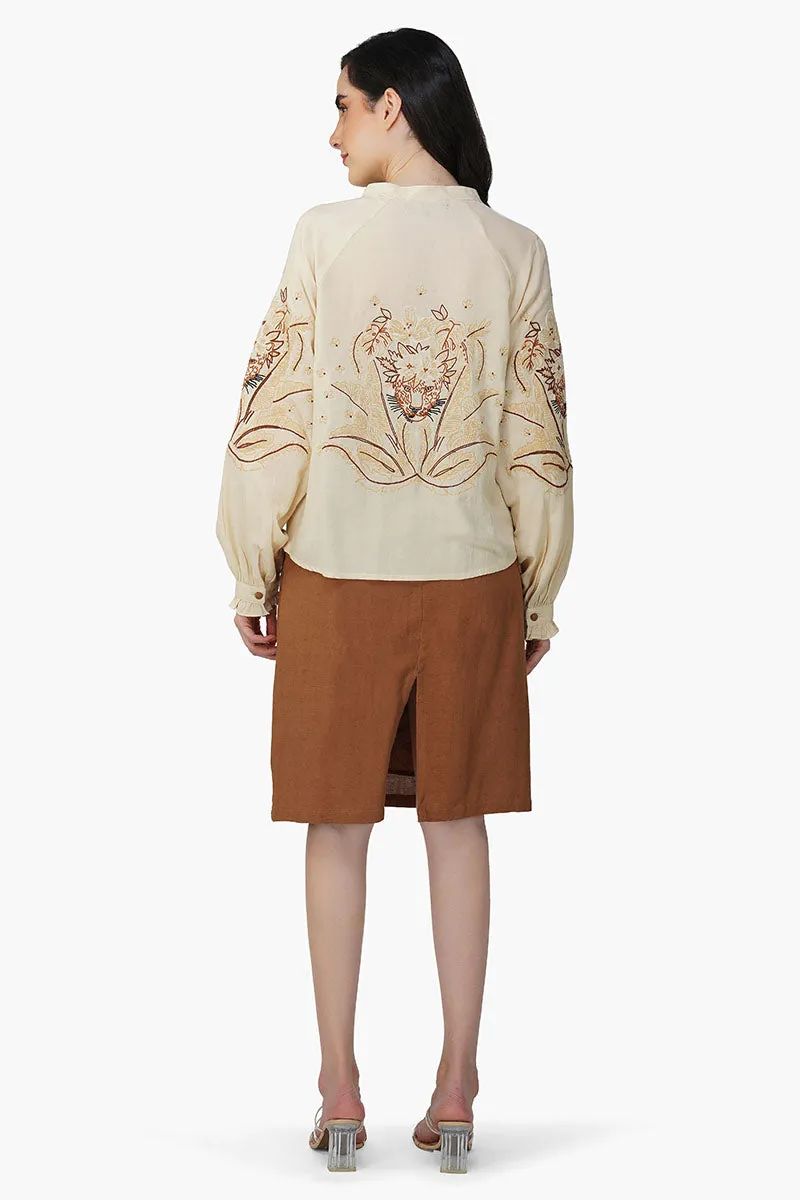 Bali Tiger Embroidered Blouse sold by America & Beyond product image thumbnail 4