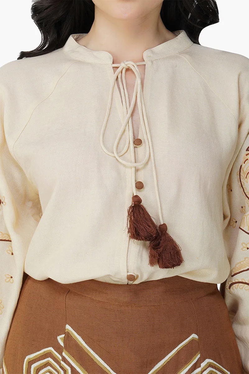 Bali Tiger Embroidered Blouse sold by America & Beyond product image thumbnail 5